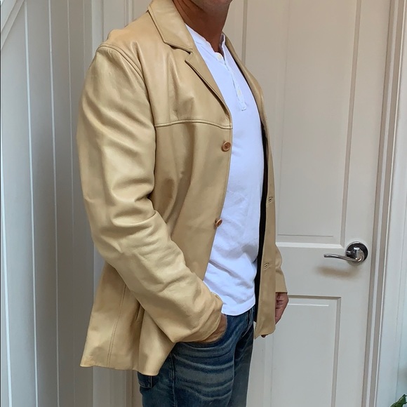 Leather dress coat jacket - Picture 4 of 8